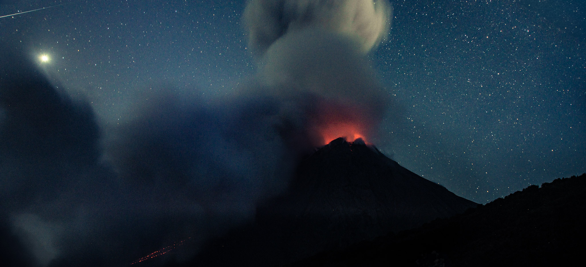 A massive pyroclastic flow on Santiaguito seen from our campsite.