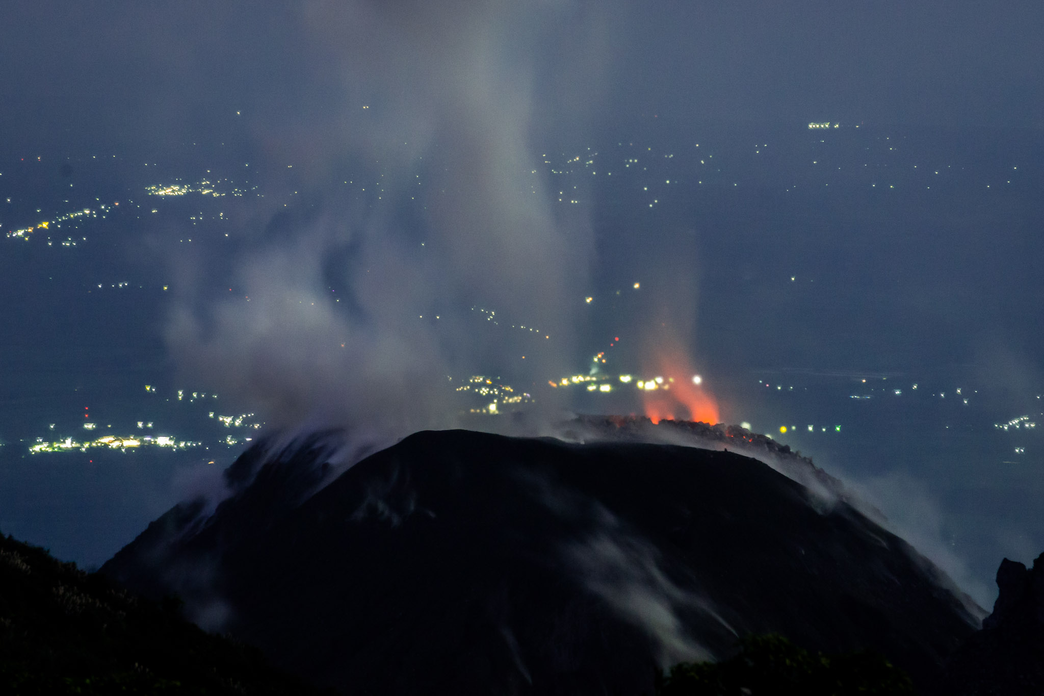 Gas vortexes and ash plume